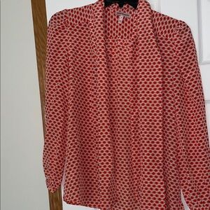 Juicy Couture Red and White Geometric Blouse